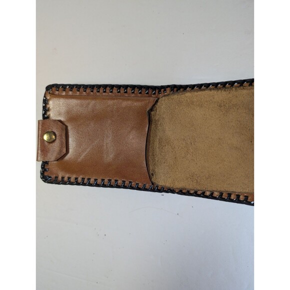 Vintage Hand Tooled Leather Wallet Deer Forest Scene Western Bifold Snap Brown - Picture 11 of 15